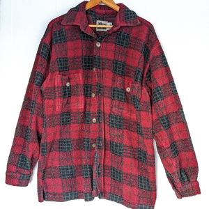 VINTAGE Cabin Fever red plaid cozy oversized fleece shirt jacket shacket
